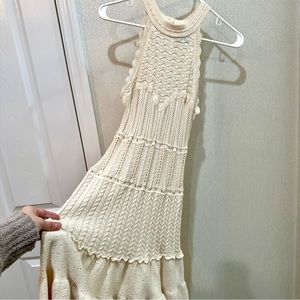 Sexy mid length cream knit dress